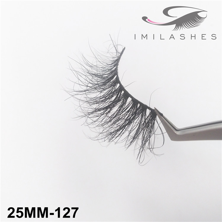 Professional 25mm long black mink eyelashes factory -V 